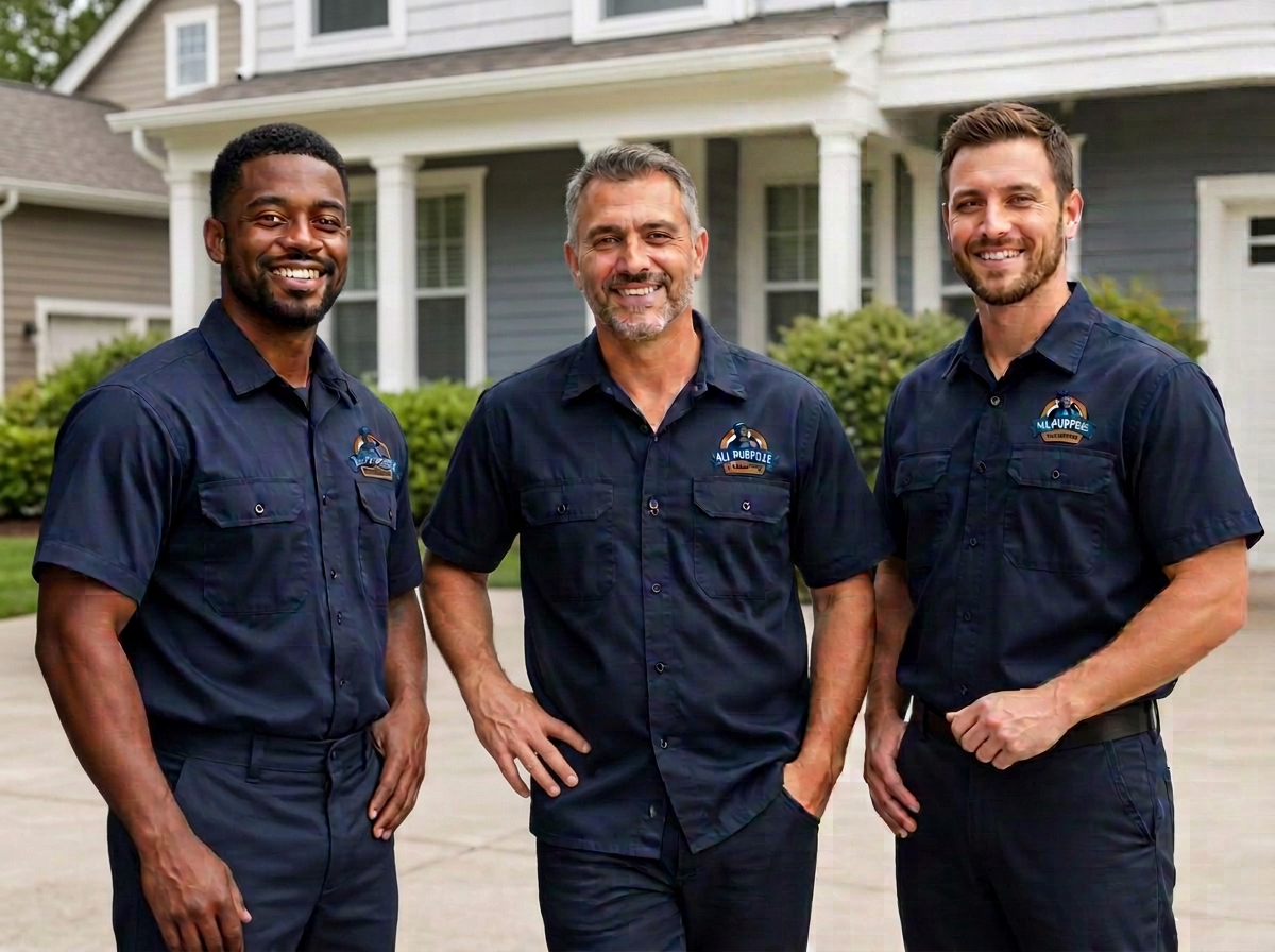 All Purpose Plumbing service team beside their work van